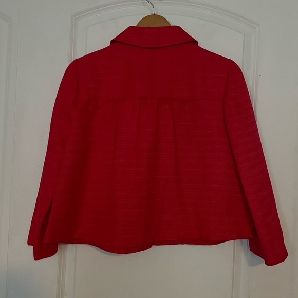 Tory Burch Landry Cropped Dress Jacket size 8 carnival red textured holiday - Picture 7 of 12